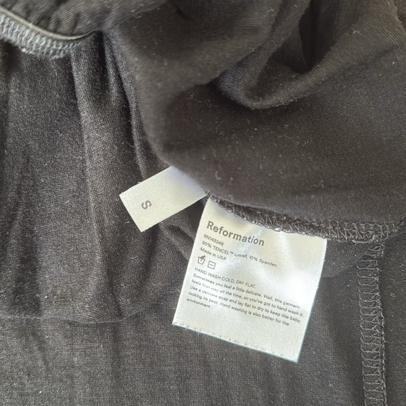 Reformation Sage Short Sleeve Wrap Midi Dress Black with Slit - Picture 8 of 11